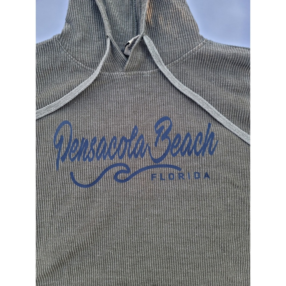 Pensacola Beach Florida Hoodie‎ Gray Tone Pullover Sweatshirt Coastal Graphic L